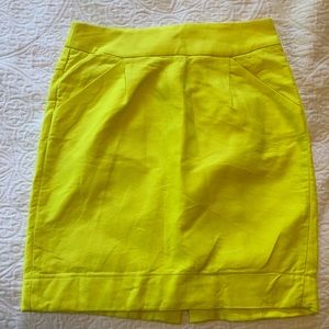 J Crew neon yellow pencil skirt